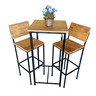 Conjunto Bistrô com Mesa Quadrada e 2 Banquetas em Madeira de Demolição e Ferro Sudeste Rústico - 1