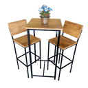 Ver imagem 1 de Conjunto Bistrô com Mesa Quadrada e 2 Banquetas em Madeira de Demolição e Ferro Sudeste Rústico