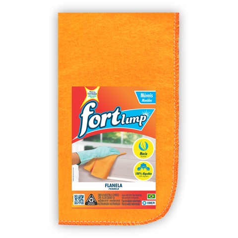 Kit 6 Flanela Fortlimp Limpeza de Móveis 26cm X 38cm