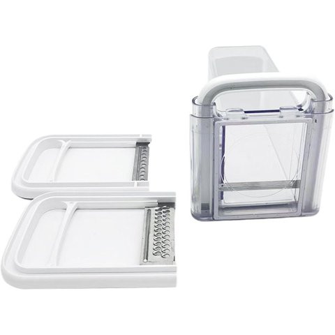 Cortador Fatiador Ralador Queijo Presunto Frios Pote Hermetico Lamina Inox 4 em 1 Cozinha Comida Bal