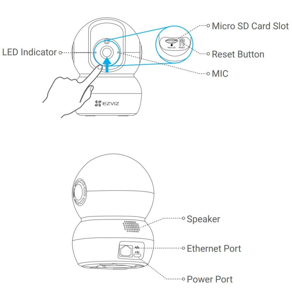 Câmera de Segurança Ezviz Ty2 2mp Fhd Wifi Visão 360 - 6