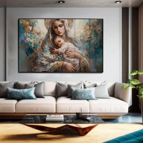 Quadro Decorativo Virgem Maria em Moldura Caixa Tacolado Moldura Trad 1cm Madeira Escura com Vidro 4