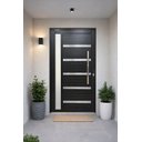 Ver imagem 1 de Porta Pivotante de Aluminio Preto Frisada com Vidro 2,10 (a) X 1,00 (l) Linha 30 Completa