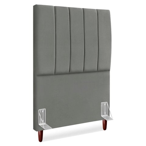 Cabeceira Solteiro 100 Cm com Frame Carla Suede Cinza Artte