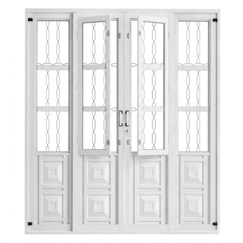 Porta de Correr Aço Branco 04 Folhas c/Postigo e Grade Elo Gold