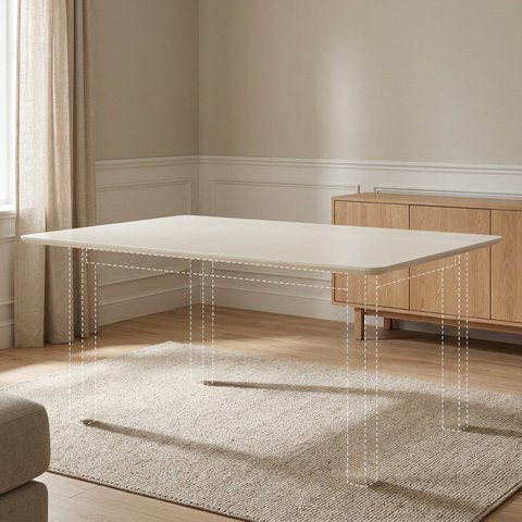 Tampo de Mesa de Jantar Retangular MDF com Acabamento em Vidro 120x80x3cm
