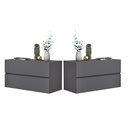 Ver imagem 1 de Kit Mesa de Cabeceira Lateral Eros 60cm 2 Gavetas de Parede Corrediça Telescopica Cor Cinza