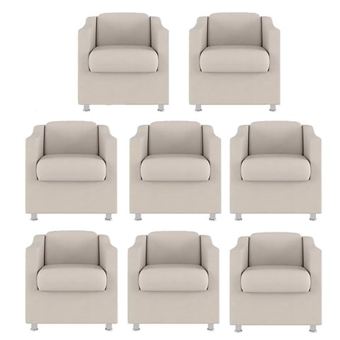 Kit 8 Poltronas Decorativa Bia Matérial Sintético Bege - Twdecora