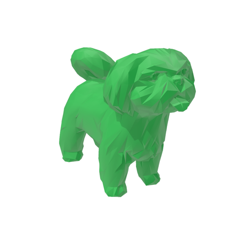 Shitzu Low Poly Pet Dog Geométrico Decoração 3d:verde