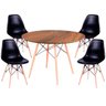 Jogo de Mesa de Jantar Eames Wood Tampo Imbuia de Madeira 100cm + 4 Dsw Pp - Dsw Polipropileno Preta - 1
