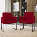 Ver imagem 5 de Kit Sofá 2 Lugares + 2 Poltronas para Recepção Sala Balaqui Cor:vermelho Vermelho