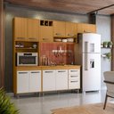 Ver imagem 2 de Cozinha Compacta + Balcão com Tampo (04 Peças) Malta Freijo Ripado Off Acetinado - Ssx Multicoisas