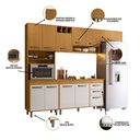 Ver imagem 4 de Cozinha Compacta + Balcão com Tampo (04 Peças) Malta Freijo Ripado Off Acetinado - Ssx Multicoisas