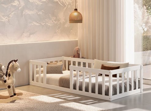 Cama Montessoriana com Colchão Solteiro:branco - 3