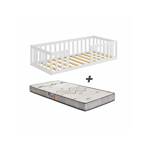 Cama Montessoriana com Colchão Solteiro:branco