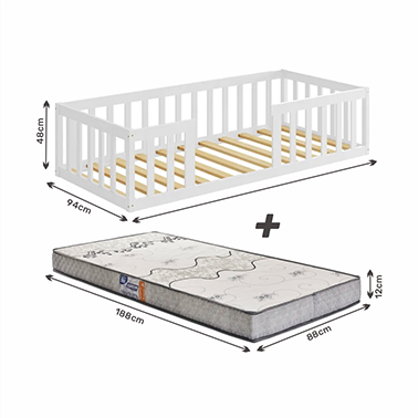 Cama Montessoriana com Colchão Solteiro:branco - 2