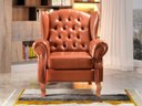 Ver imagem 3 de Poltrona Imperador Chesterfield com Puff Decoração Sala Quarto Recepção - Couríssimo Caramelo