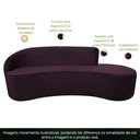 Ver imagem 3 de Sofá Curvo 3 Lugares 180cm Eron Braço Direito Veludo Roxo - Nexta Casa