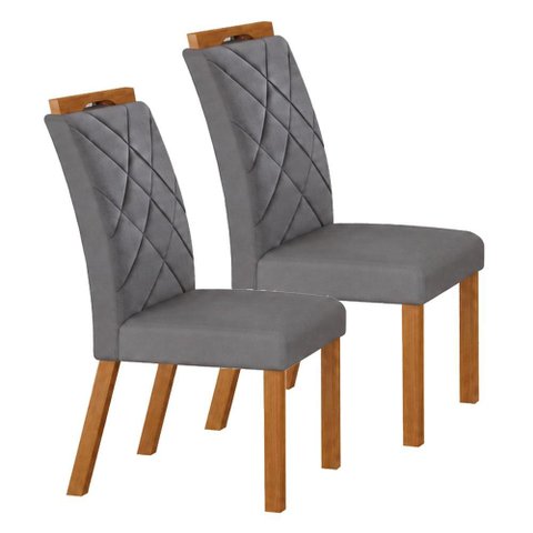 Cadeira para Mesa de Jantar Larissa New Kit 2 Peças Cinamomo Joli Chumbo - Leifer