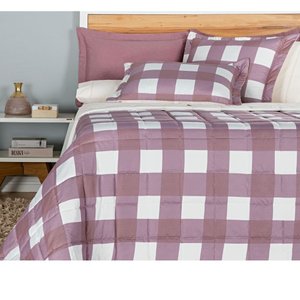 Kit Cobre Leito Colcha Dupla Face Micropercal 200 Fios Solteiro 2 peças Dolce Vita:Rosê