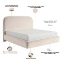 Ver imagem 5 de Cama King Flutuante com Cabeceira 195cm Aura W01 Suede Bege - Lyam Decor