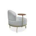 Ver imagem 2 de Poltrona Cadeira Giratória Naomi com Mesa Lateral Boucle Cinza Bz Home Decor