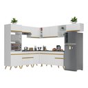 Ver imagem 1 de Armário de Cozinha Completa de Canto Veneza Multimóveis V2048 Branco/Dourado
