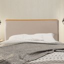 Ver imagem 1 de Cabeceira Cama Box Queen 1,60m Estofada Detalhe em Madeira Java Veludo Bege