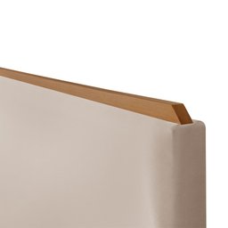 Cabeceira Cama Box Queen 1,60m Estofada Detalhe em Madeira Java Veludo Bege - 4
