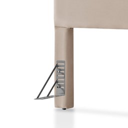 Cabeceira Cama Box Queen 1,60m Estofada Detalhe em Madeira Java Veludo Bege - 5