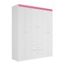 Guarda Roupa Casal 6 Portas 2 Gavetas Itália Branco Rosa Kits Paraná - 1