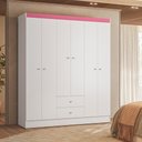 Ver imagem 2 de Guarda Roupa Casal 6 Portas 2 Gavetas Itália Branco Rosa Kits Paraná