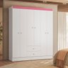 Guarda Roupa Casal 6 Portas 2 Gavetas Itália Branco Rosa Kits Paraná - 2