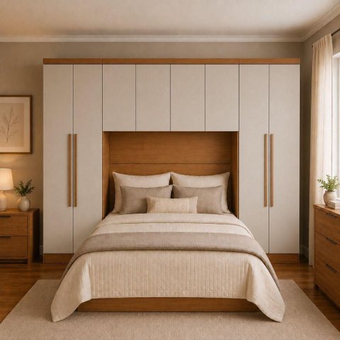 Guarda Roupa Casal Safira 8 Portas de Bater 6 Gavetas MDF Corrediças Telescópicas Cumaru-Fendi