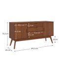 Ver imagem 3 de Balcao Aparador Buffet Madeira 2 Portas 3 Gavetas Tivoli Castanho Verniz