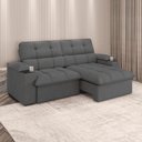 Ver imagem 1 de Sofá Retrátil e Reclinável 2,10m Suede Cinza c/ Porta Copo Liverton Xflex
