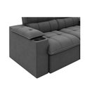 Ver imagem 6 de Sofá Retrátil e Reclinável 2,10m Suede Cinza c/ Porta Copo Liverton Xflex