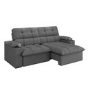 Ver imagem 4 de Sofá Retrátil e Reclinável 2,10m Suede Cinza c/ Porta Copo Liverton Xflex