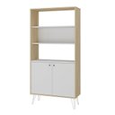 Ver imagem 2 de Kit 2 Estantes para Livros Alta com Pés de Metal 2 Portas 183CMX180CM Branco/Carvalho Artany