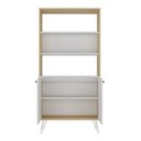 Ver imagem 4 de Kit 2 Estantes para Livros Alta com Pés de Metal 2 Portas 183CMX180CM Branco/Carvalho Artany