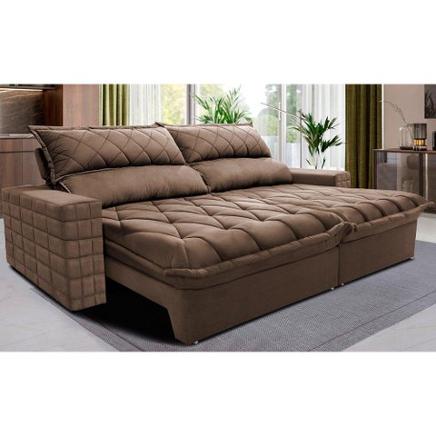 Sofá Retrátil e Reclinável 2,95m Molas Ensacadas Cama inBox Elegance com ThermoGel Velusoft