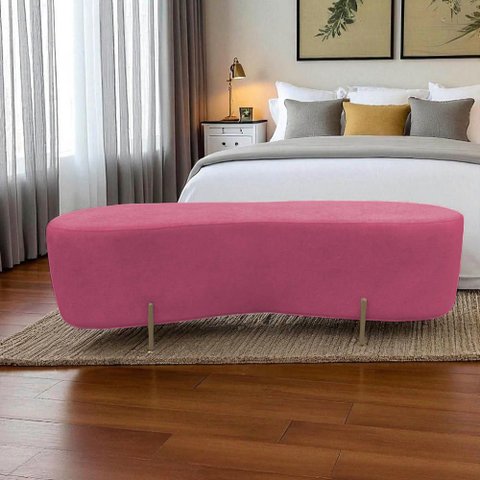 Puff Decorativo Alana Veludo Rosa