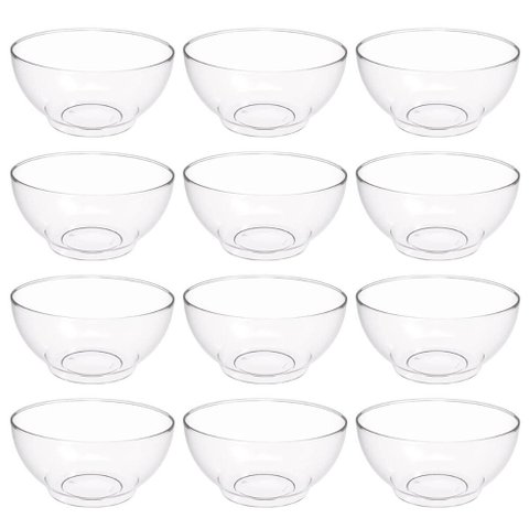 12 Tigelas Saladeiras Grandes Redondas 3,1l Transparente Servir Salada Sobremesa Crippa Travessa