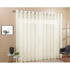 Cortina Voil Quarto Ou Sala 5,00x2,50 Ilhós Cromado:Palha