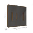 Ver imagem 2 de Guarda Roupa Casal Verona 5 Portas 3 Gavetas MDF MDP Cinamomo Grafite RV Móveis