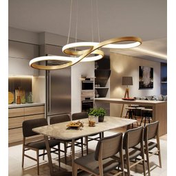 Lustre Luminaria Pendente Dourado Led 3000k Quente 50w 75cm - 3