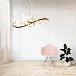 Lustre Luminaria Pendente Dourado Led 3000k Quente 50w 75cm - 5