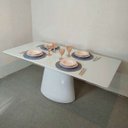 Ver imagem 2 de Mesa de Jantar Cone Retangular 120x80 cm Base Oval Laca Branca Tampo Laca Branca Personal Decor Desi