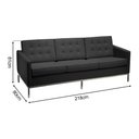 Ver imagem 2 de Sofá Fk 3 Lugares Couro Sintético Linha Premium Design Modernista Sala Escritório Recepção - Preto