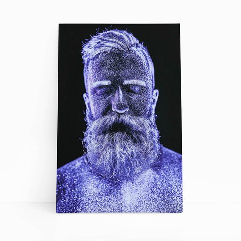 Homem Neve Azul Fotografia Colorida Quadro Canvas 140x90cm